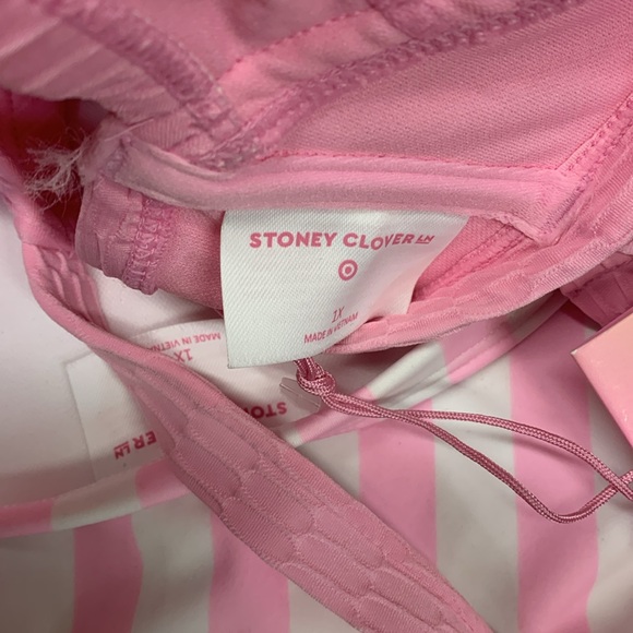 Stoney clover lane 1X pink stripe cabana bikini new wtag - Picture 5 of 5